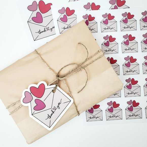 LB066 Lots of Love Heart Envelope Says Thank You Sticker Sheet [Price Firm] - Picture 8 of 11